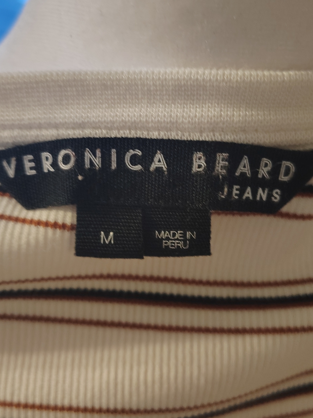 Veronica Beard Cream Top with Brown and Black Stripes - Picture 6 of 9